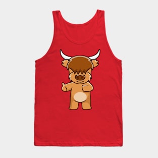 highland cow thumbs up Tank Top